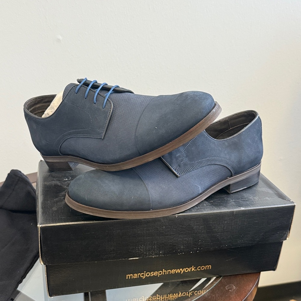 Marc Joseph Men's Dark Blue Oxfords